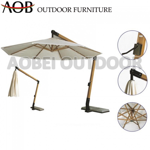 Foshan Aobei AOB outdoor garden hotel resort restaurant hanging umbrella with wooden finishing ribs