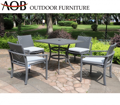 AOB aobei outdoor garden resort apartment patio rattan wicker dining chair furniture set with aluminum table