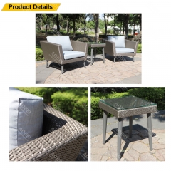 AOB AOBEI outdoor garden hotel patio 3 pcs rattan wicker chair table furniture set