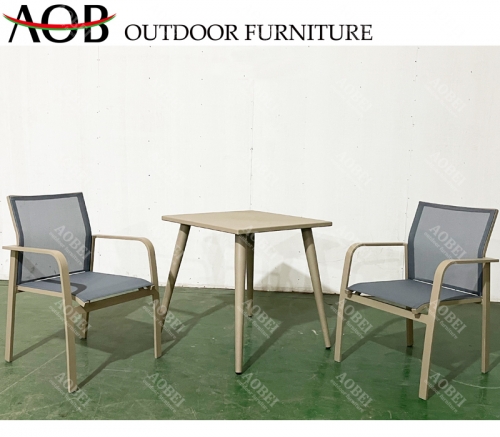 aobei aob outdoor stackable sling dining chair with aluminum table set