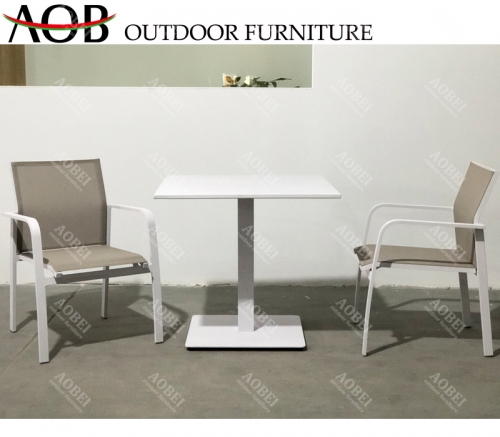 aobei aob outdoor exterior stackable textilene dining chair with aluminum table set