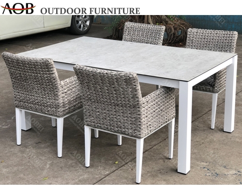 aobei aob outdoor rattan dining set with ceramic glass top