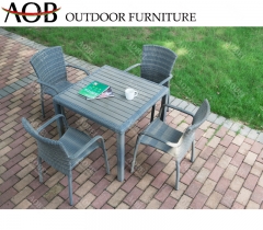 AOB aobei outdoor rattan wicker 4 seater dining furniture set with stackable chair
